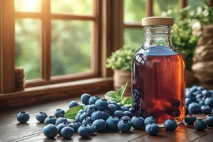 Blueberry Syrup in a Bottle