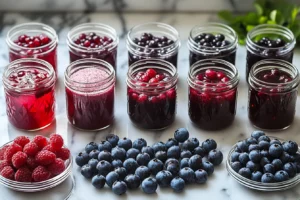 Step-by-step visual guide for making berry simple syrup